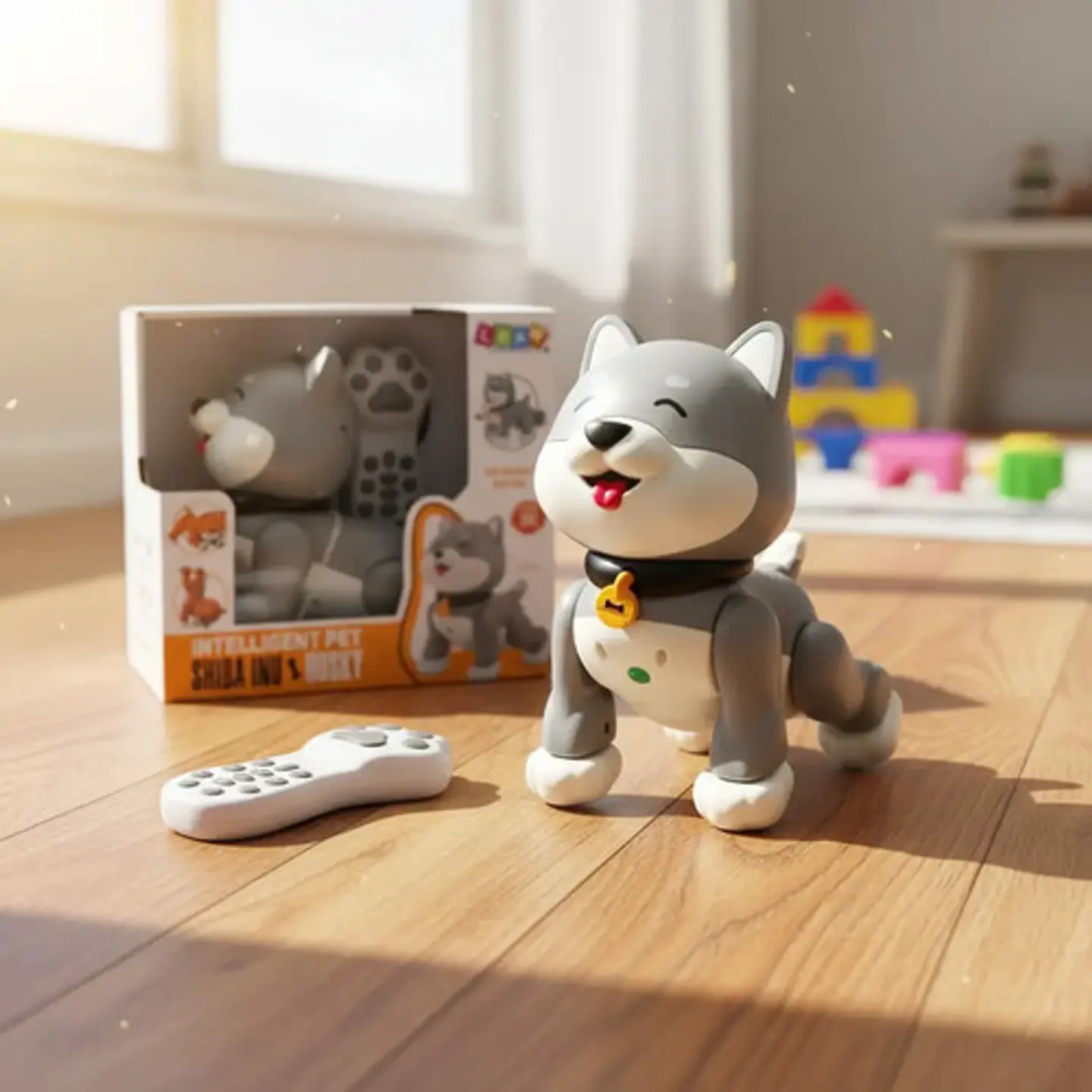 Perro Robot Mascota Interactiva Baila Control Juguete Niños Husky Gris 2