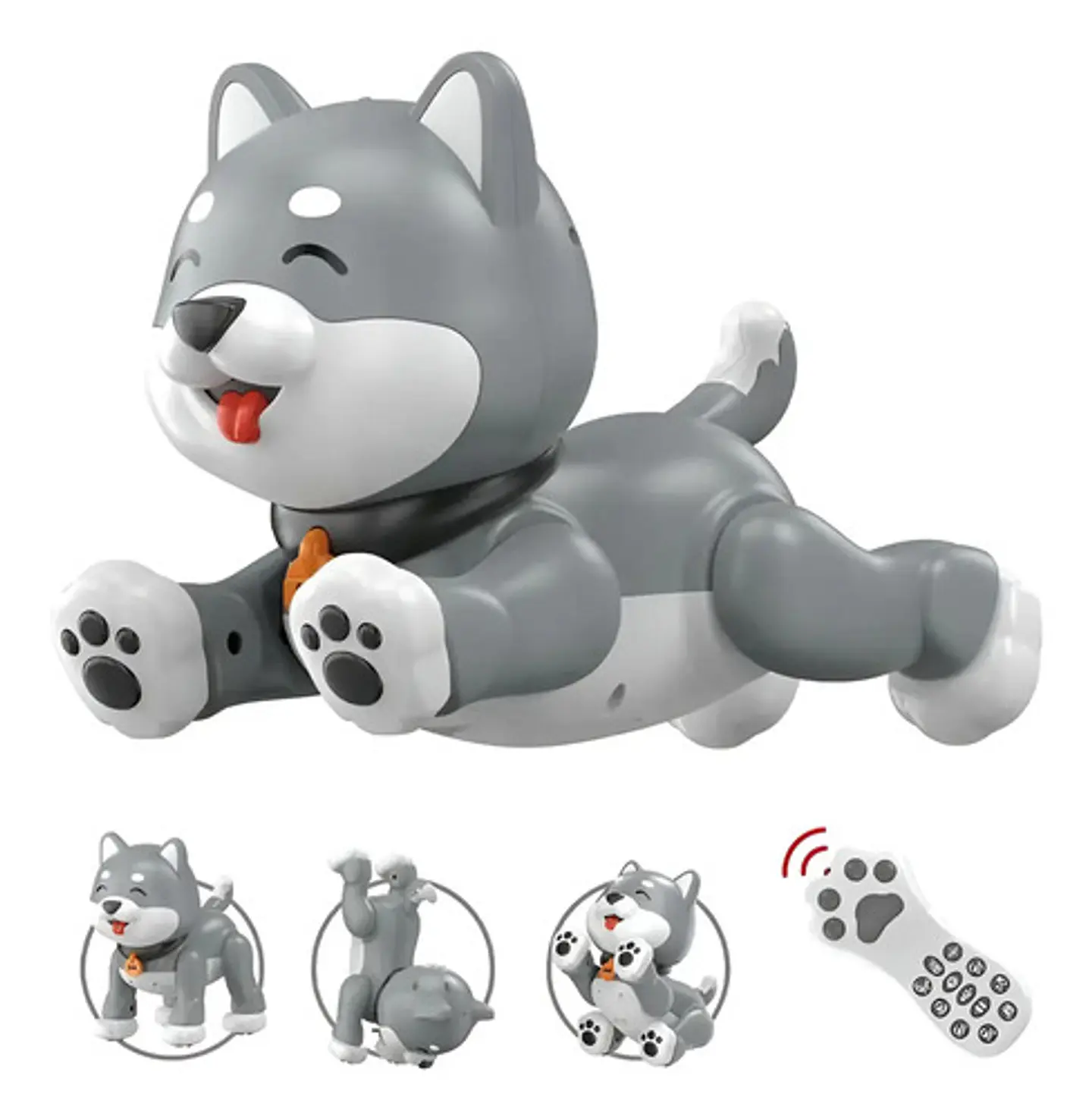 Perro Robot Mascota Interactiva Baila Control Juguete Niños Husky Gris 4