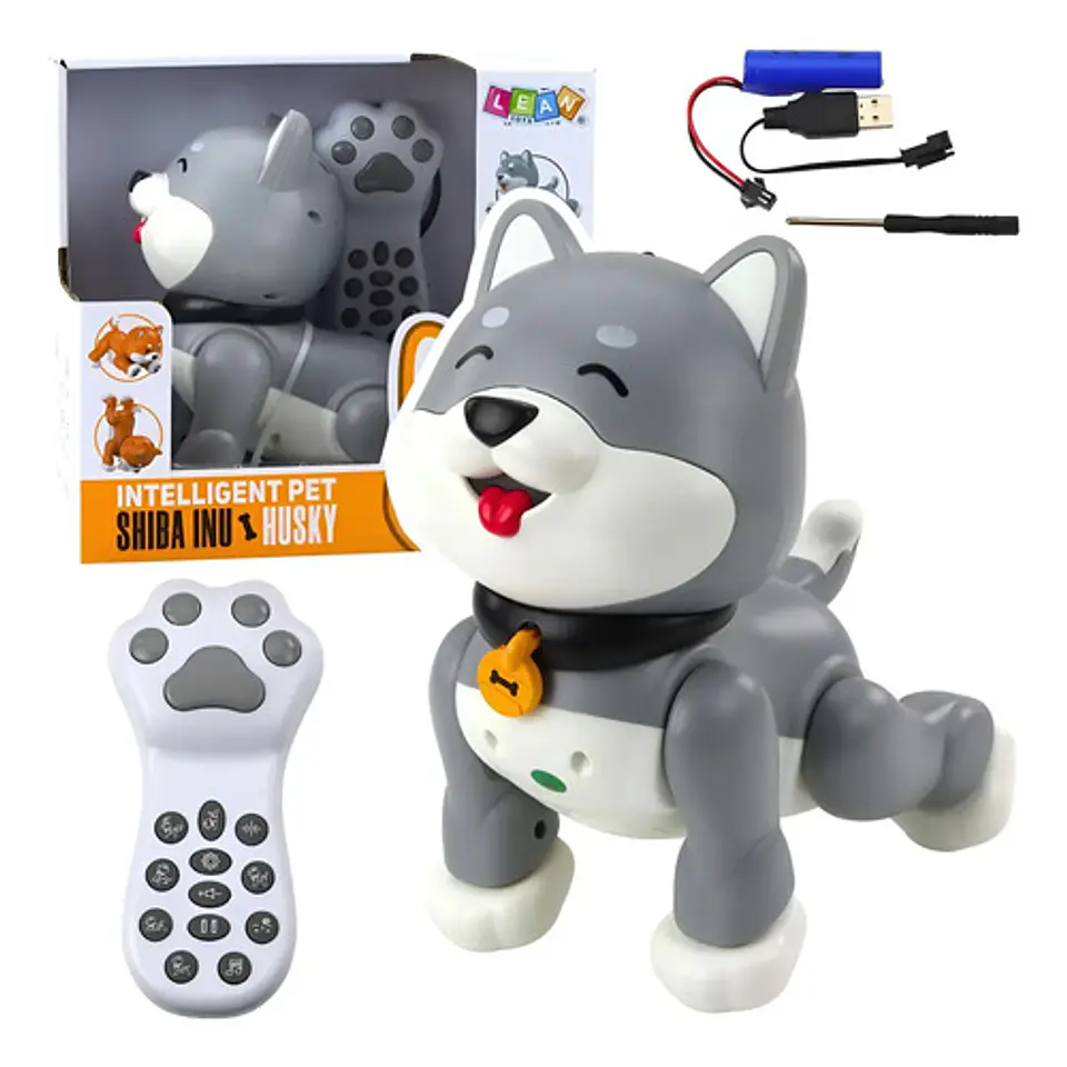Perro Robot Mascota Interactiva Baila Control Juguete Niños Husky Gris 5