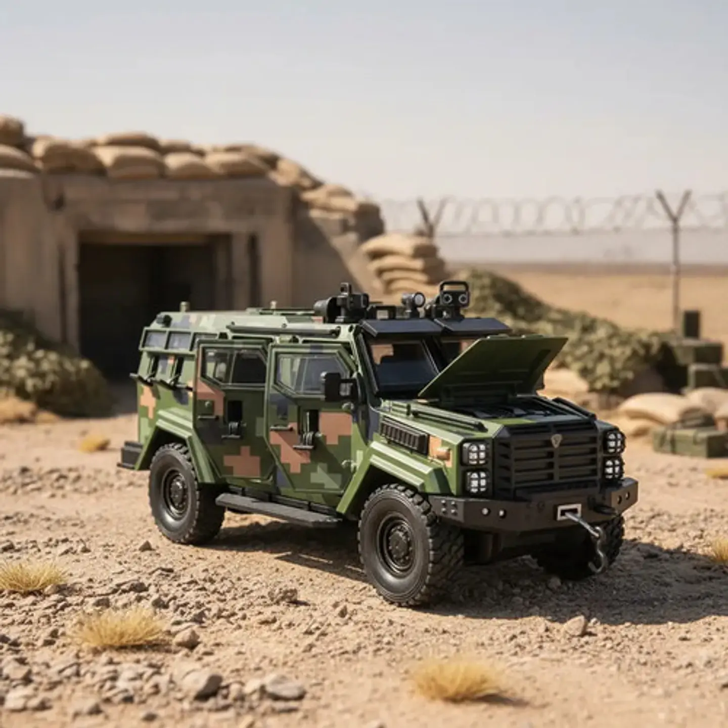 Carro A Escala 1:24 Militar Blindado Sirena Y Luces Metalic 1