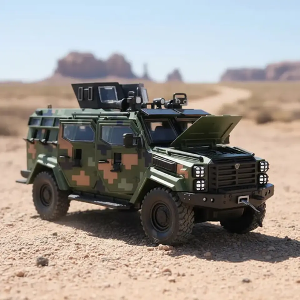 Carro A Escala 1:24 Militar Blindado Sirena Y Luces Metalic 2