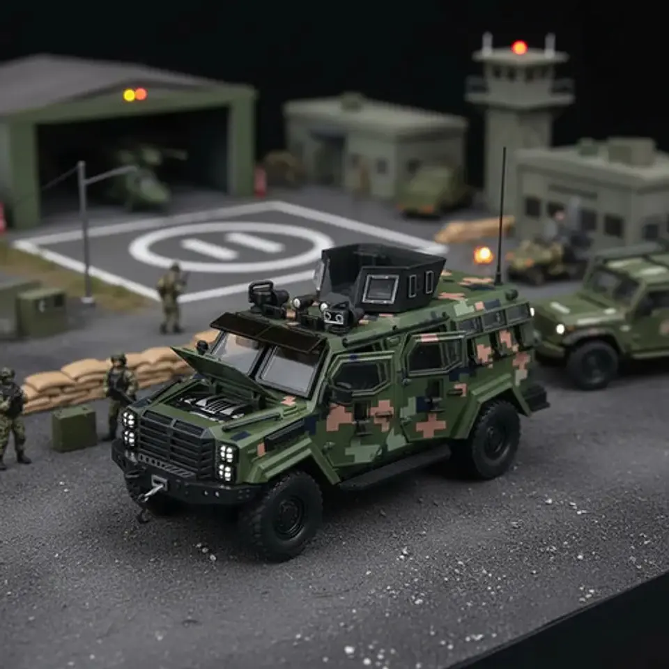 Carro A Escala 1:24 Militar Blindado Sirena Y Luces Metalic 6