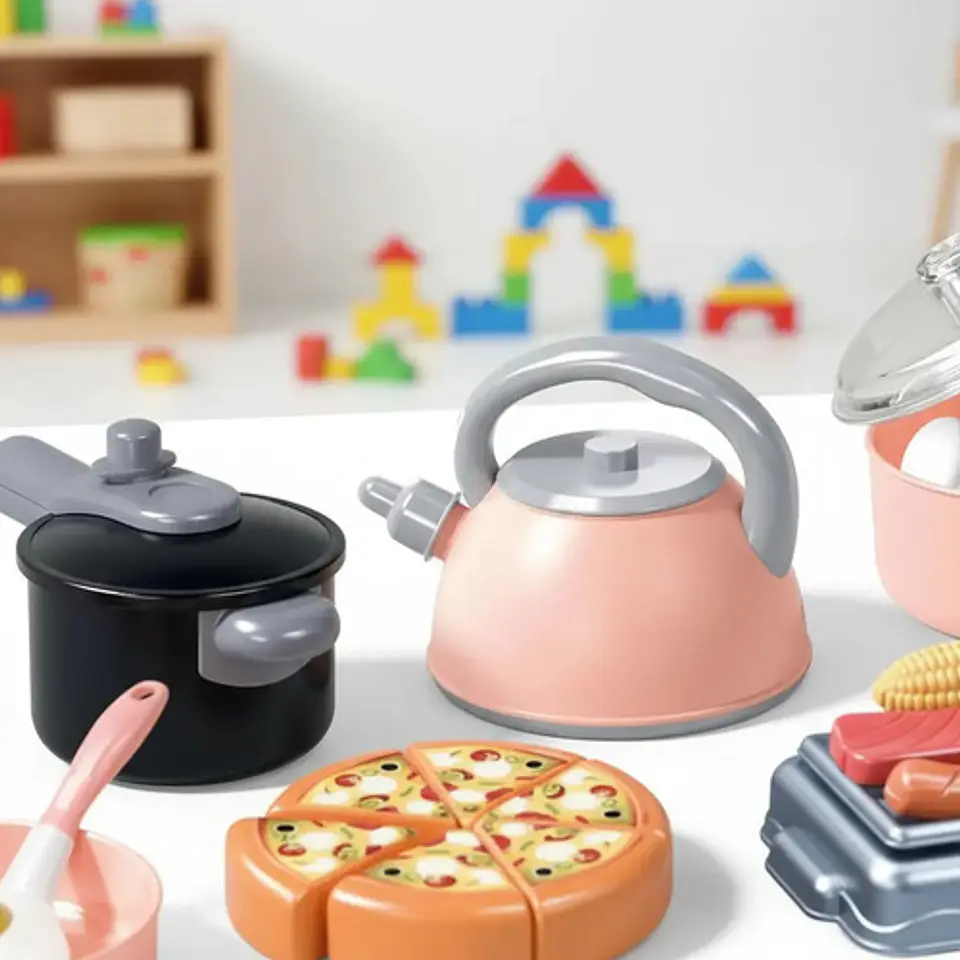 Kit Cocina Infantil 108 Pcs Utensilios Cucharas Cuchillos Coral Claro 5