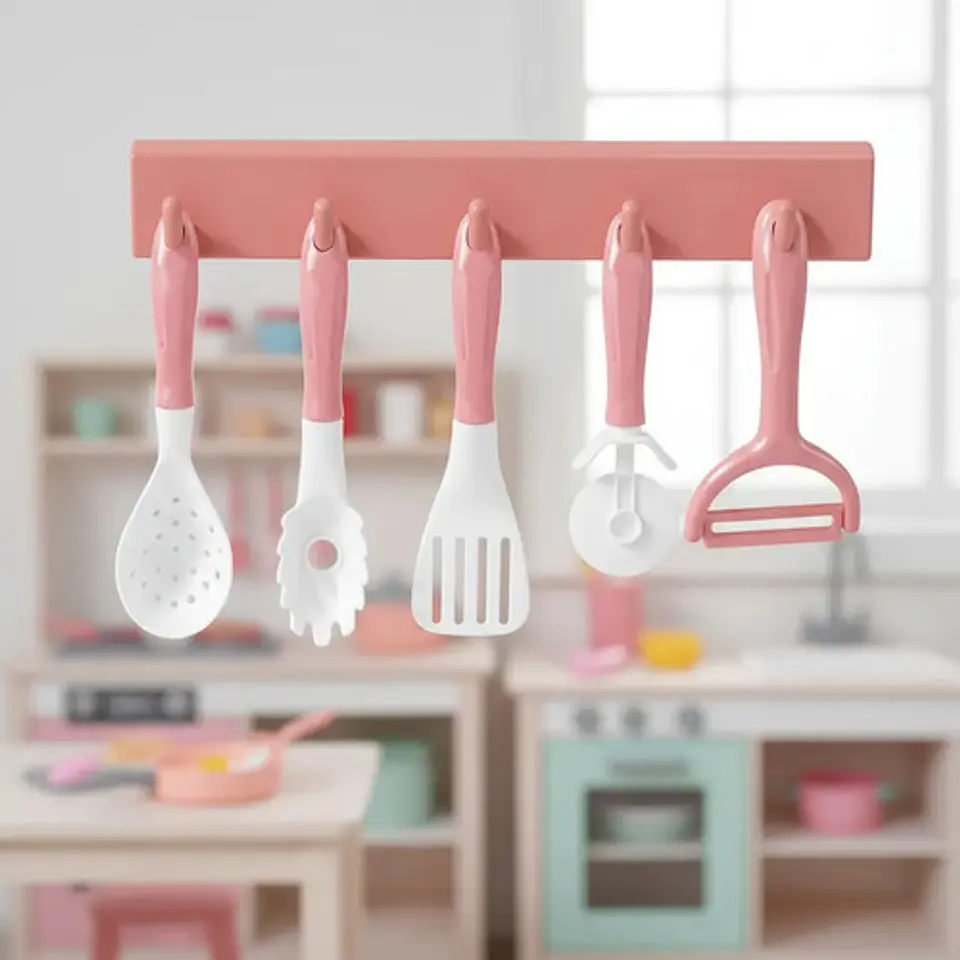 Kit Cocina Infantil 108 Pcs Utensilios Cucharas Cuchillos Coral Claro 6