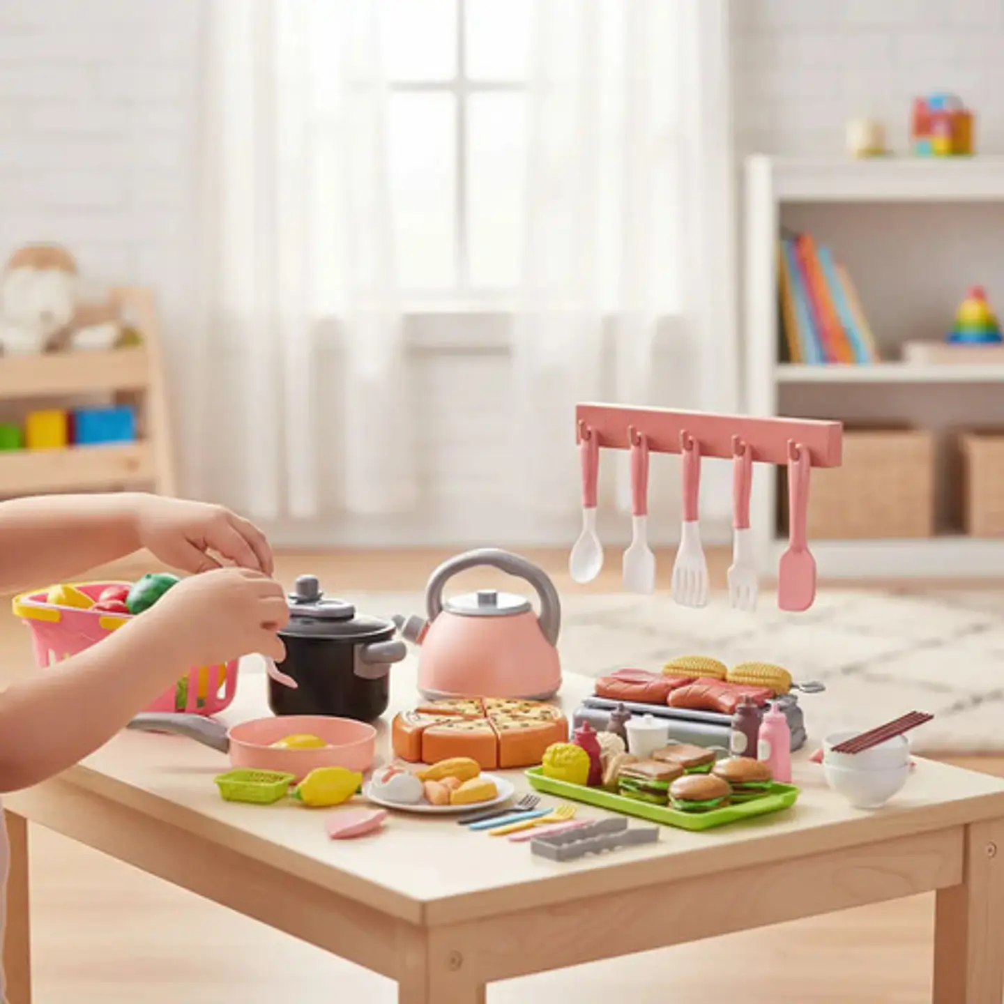 Kit Cocina Infantil 108 Pcs Utensilios Cucharas Cuchillos Coral Claro 8