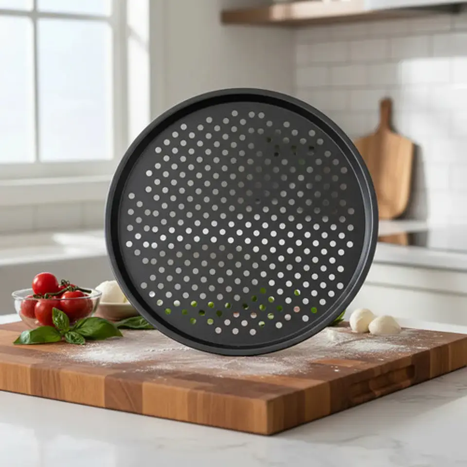 Molde Bandeja Redonda Perforado Pizza Antiadherente 36cm 1