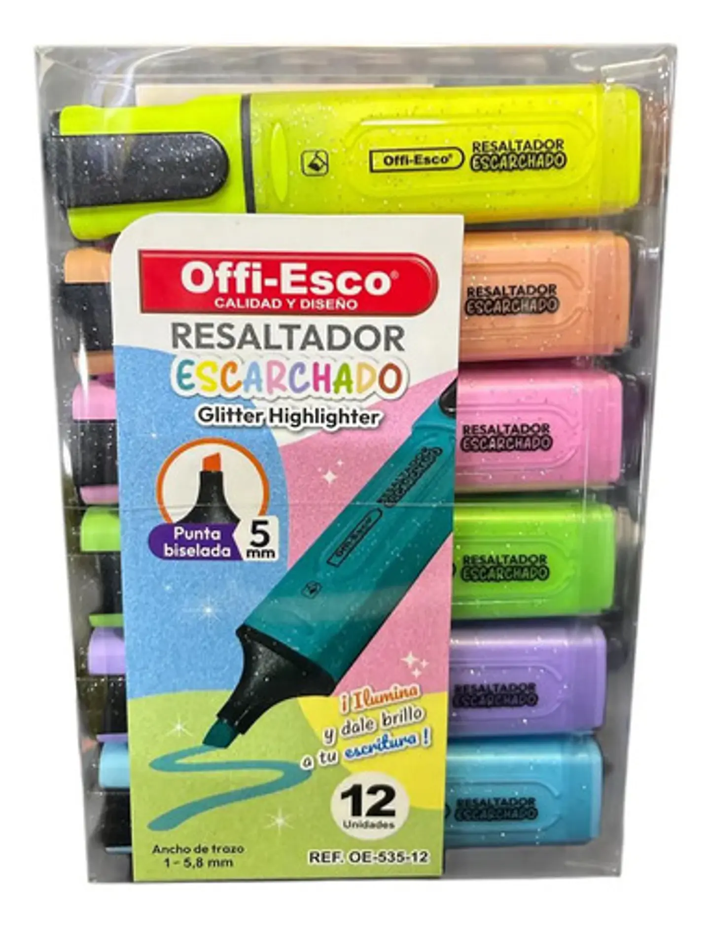 Pack De Resaltadores Escarchados Con Punta Biselada De 5mm, 12 Unidades Surtido 1
