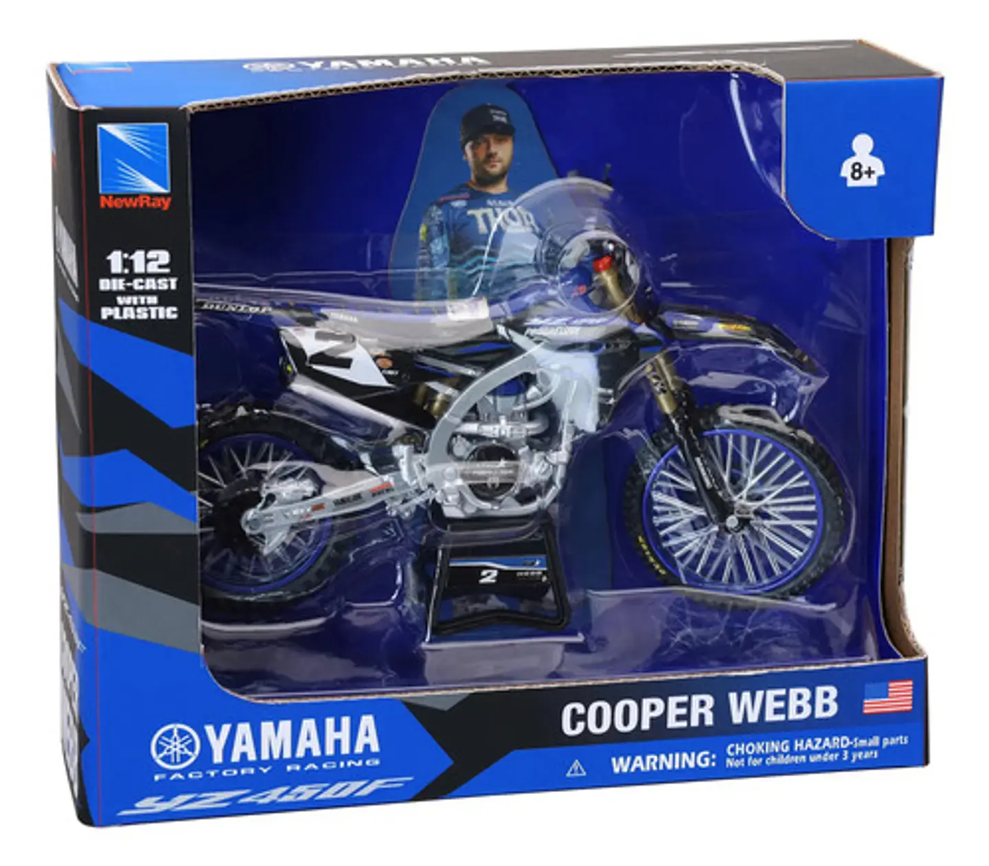 Moto New ray yamaha yz450f 2017 escala 1:6 Azul 4