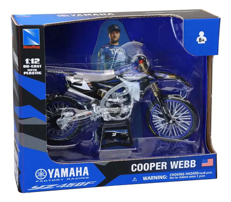 Moto New ray yamaha yz450f 2017 escala 1:6 Azul 4