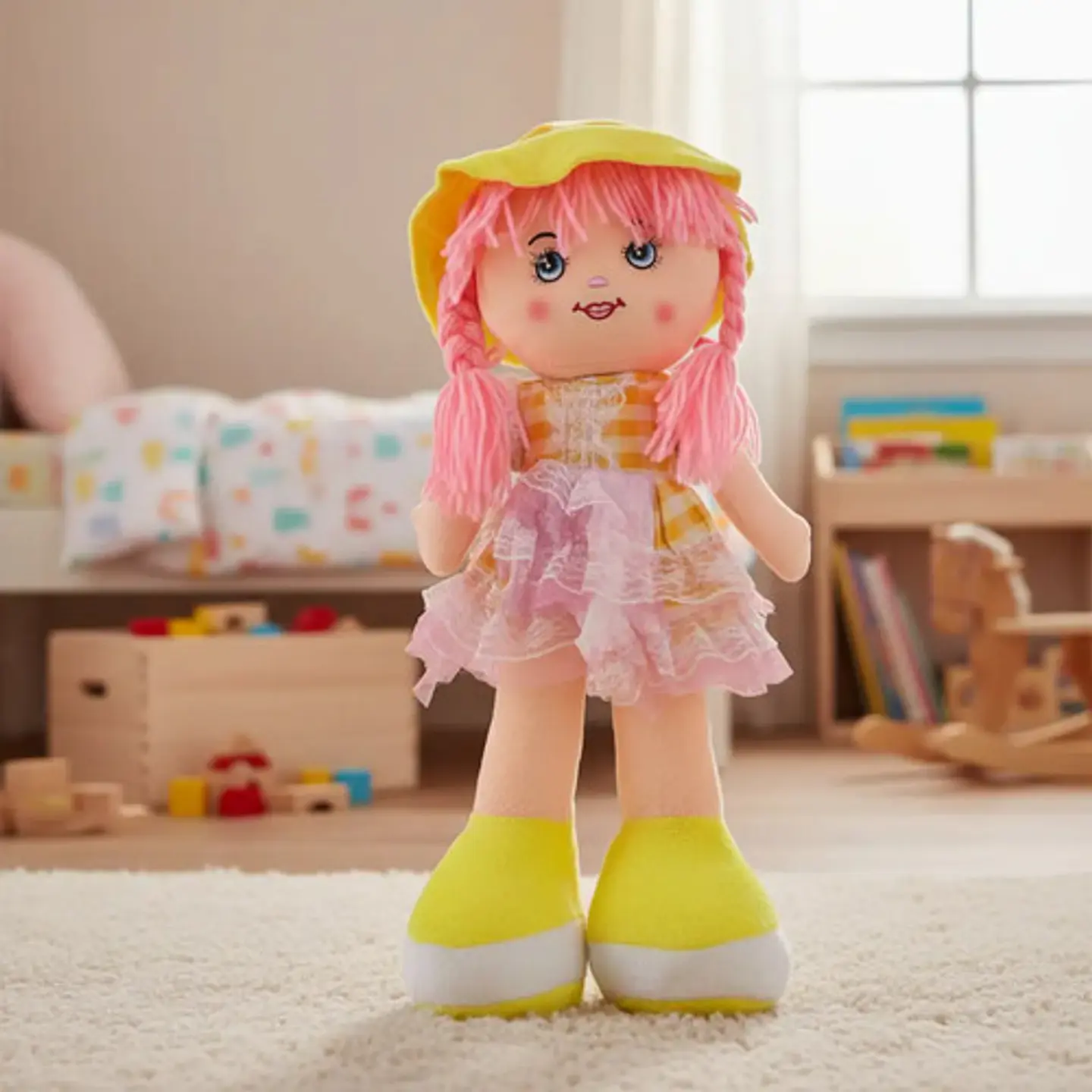 Muñeca De Trapo Grande Suave Con Vestido Niñas Bebés 3