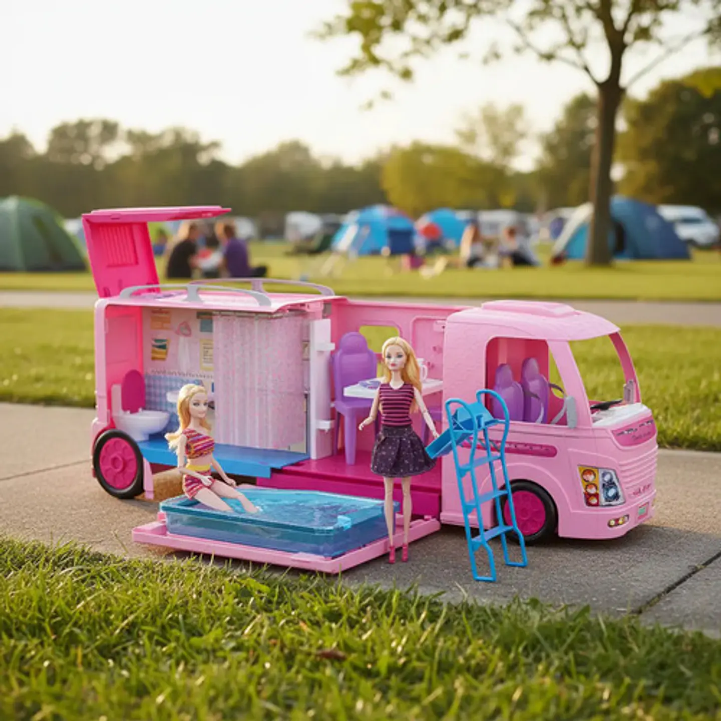 Camper Camion Para Muñecas Plegable Alberca Juguete Niñas 2