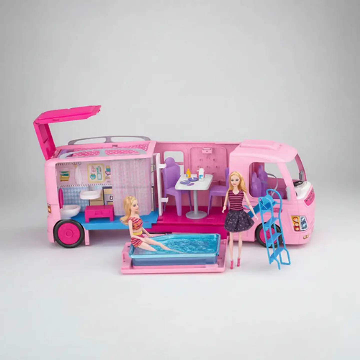 Camper Camion Para Muñecas Plegable Alberca Juguete Niñas 4