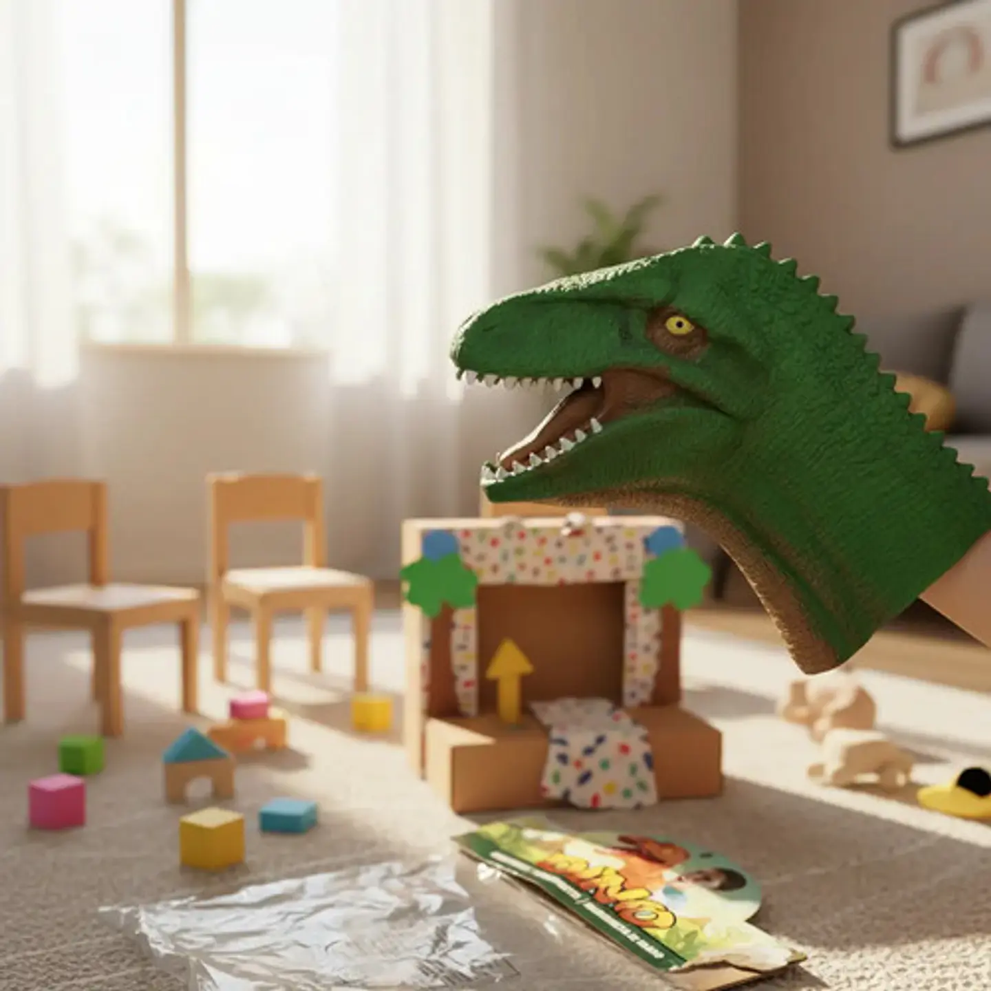 Títere De Mano Dinosaurio De Goma Para Niños 3