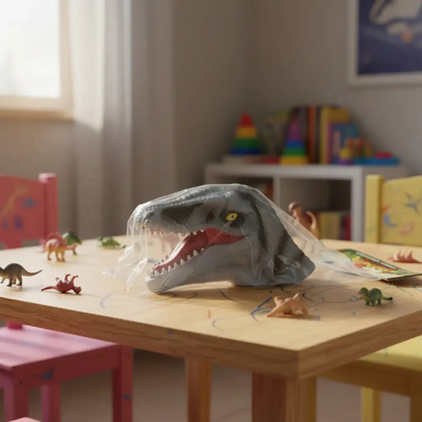 Títere De Mano Dinosaurio De Goma Para Niños 4