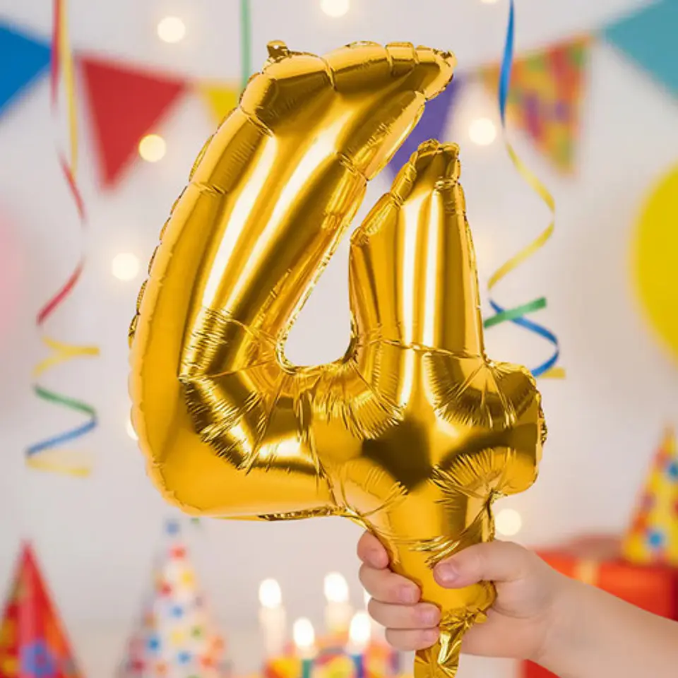 Globos De Numeros Metalizados De 40cm Dorados Plateados X1un Dorado 4