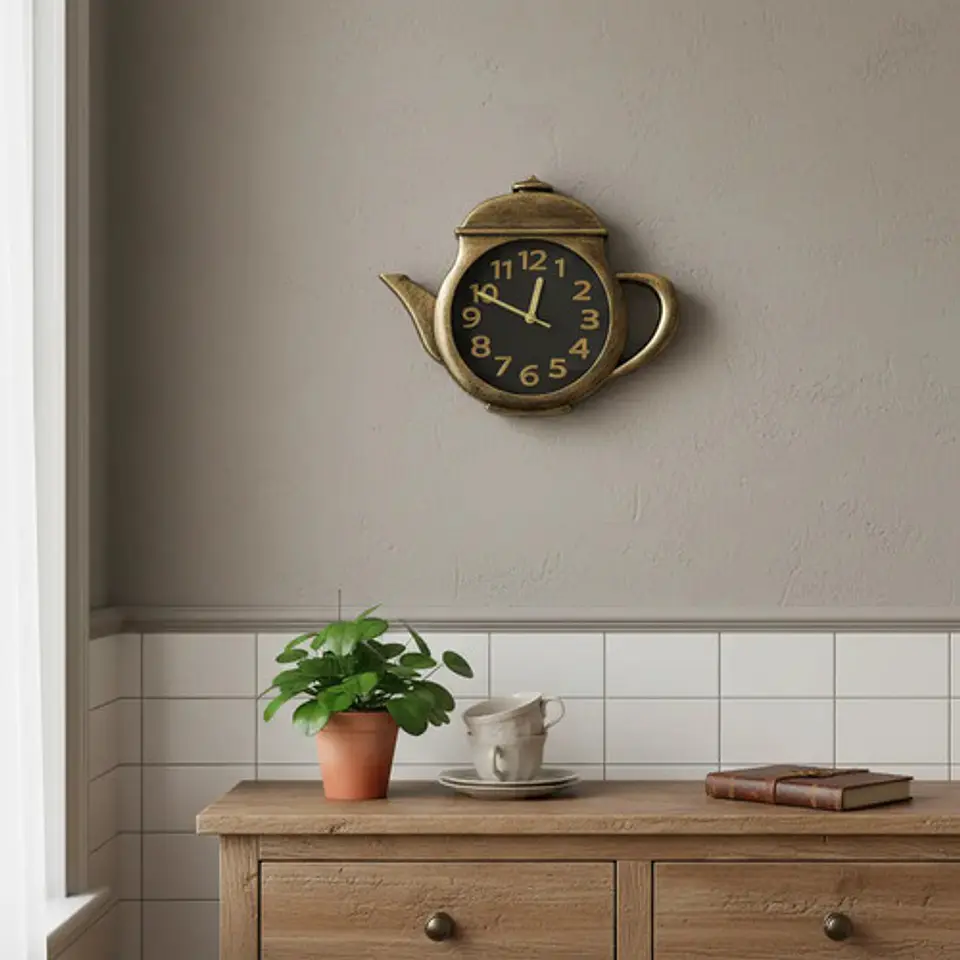 Reloj De Pared Forma Tetera Para Comedor Hogar Decoracion 3