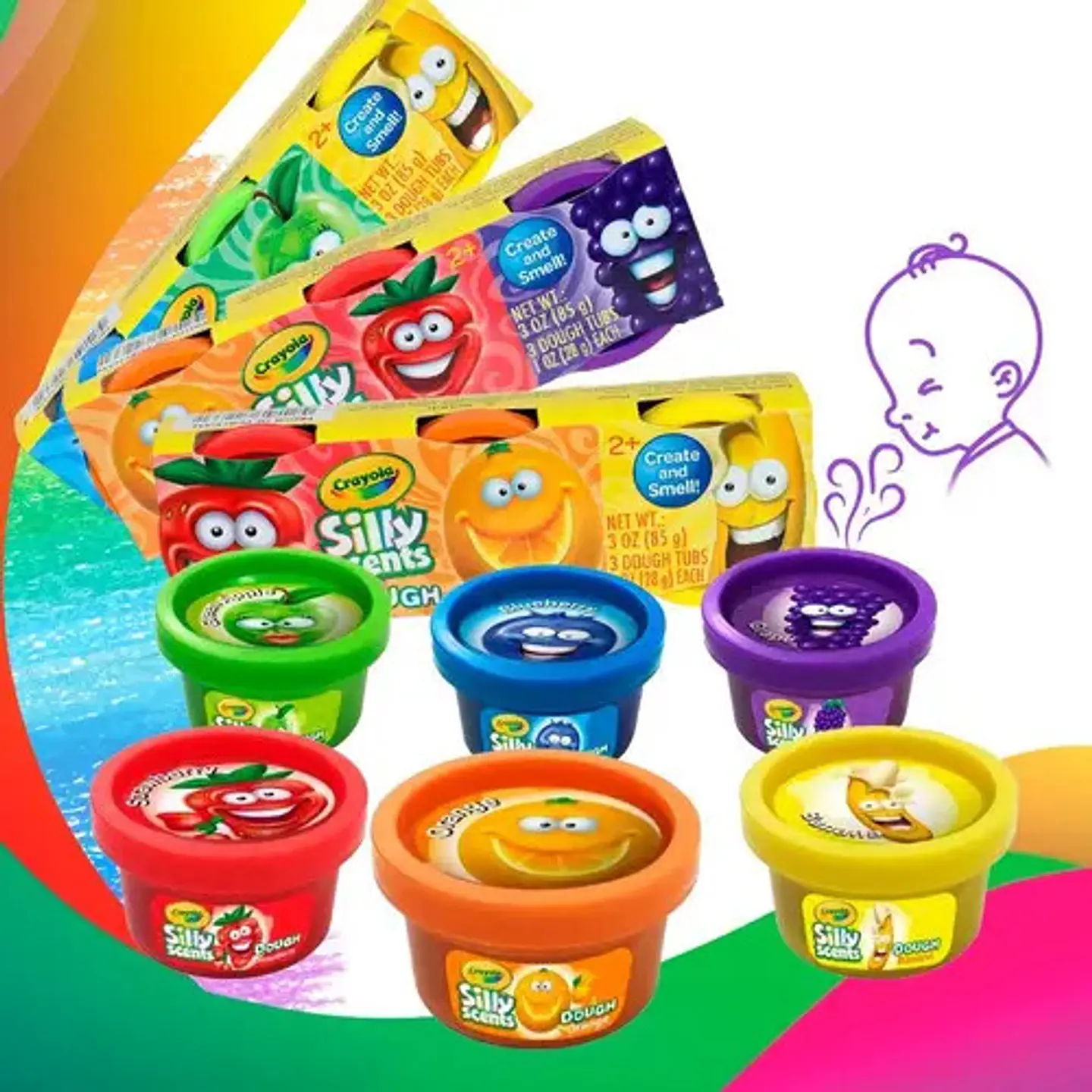 Crayola Masa Moldeable Con Aroma Frutal Silly Scent Paquete Color 3 Pack / 6 Aromas Diferentes / Plastilina 1