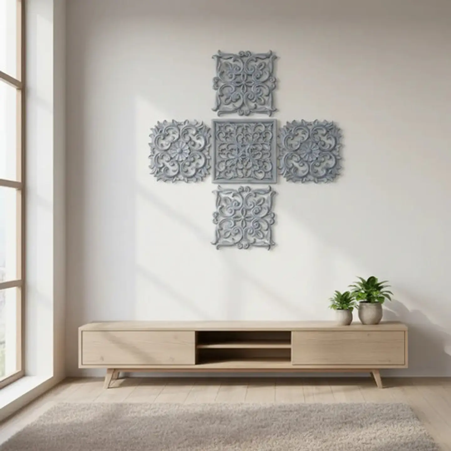 Panel Decorativo Ornamental 3d Plástico 120x120cm Set X 5 5