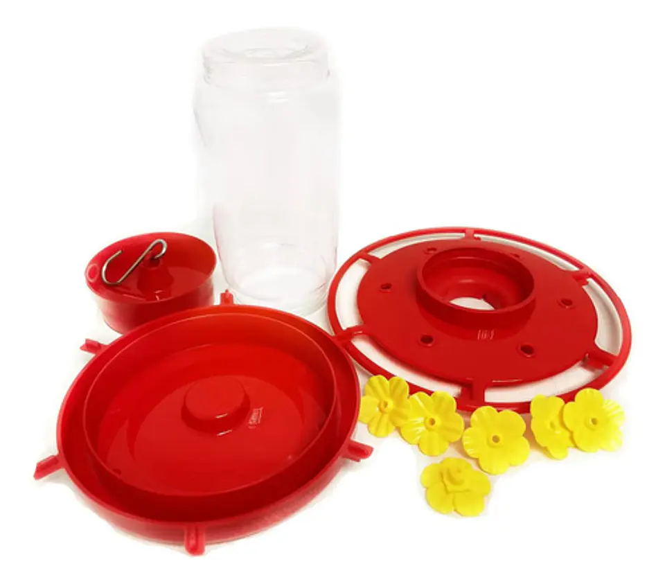 Bebedero Colgante Macrooutlet 3 Puestos 500 Ml Para Aves Rojo 7