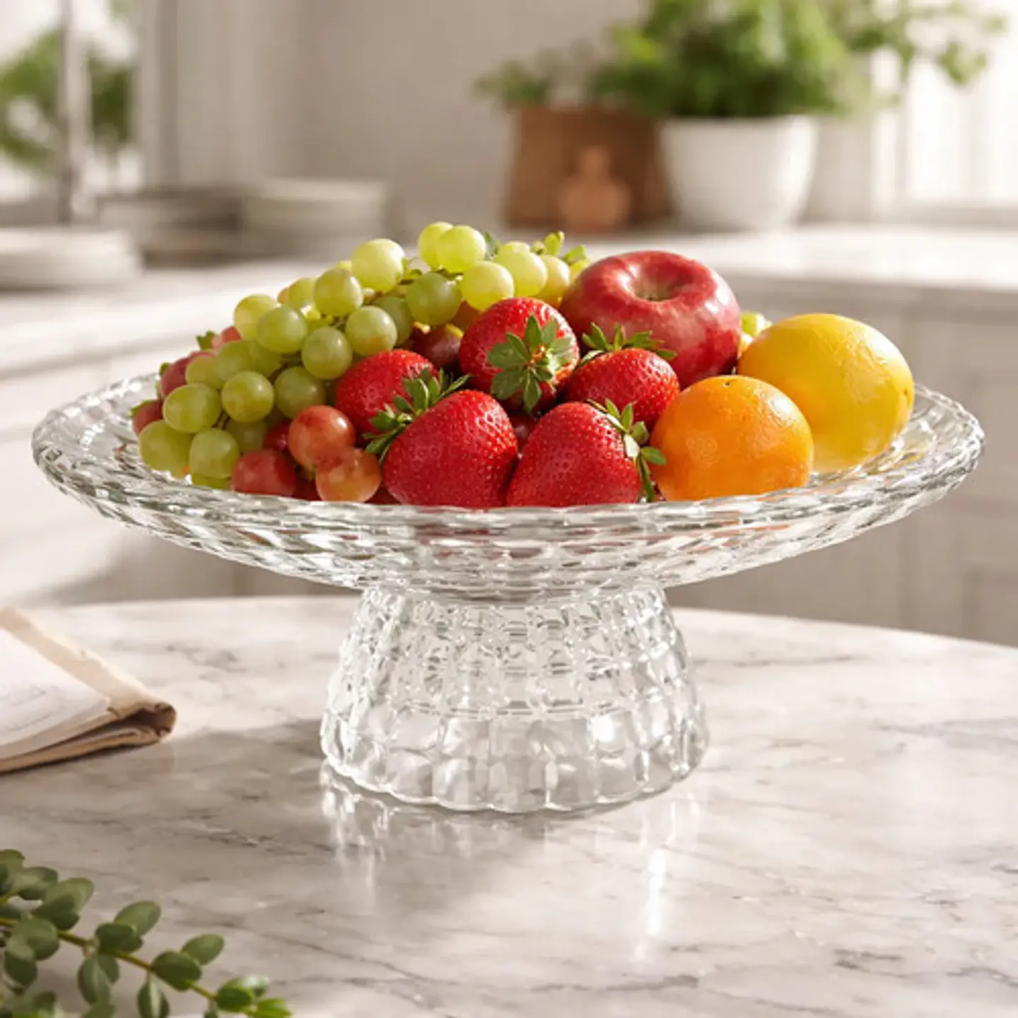 Centro De Mesa En Acrilico Frutero Con Diseño En Cuadrados Acrílico 2