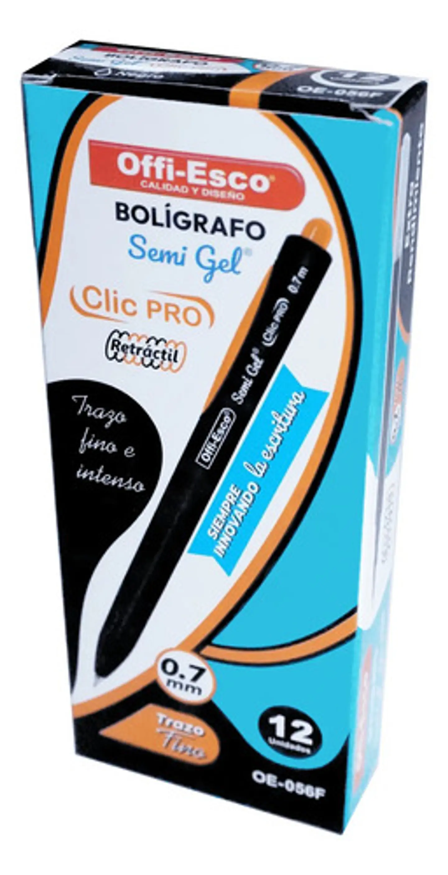 Bolígrafo Retráctil Oe-056f Semi Gel Clic Pro Turquesa Negro 3