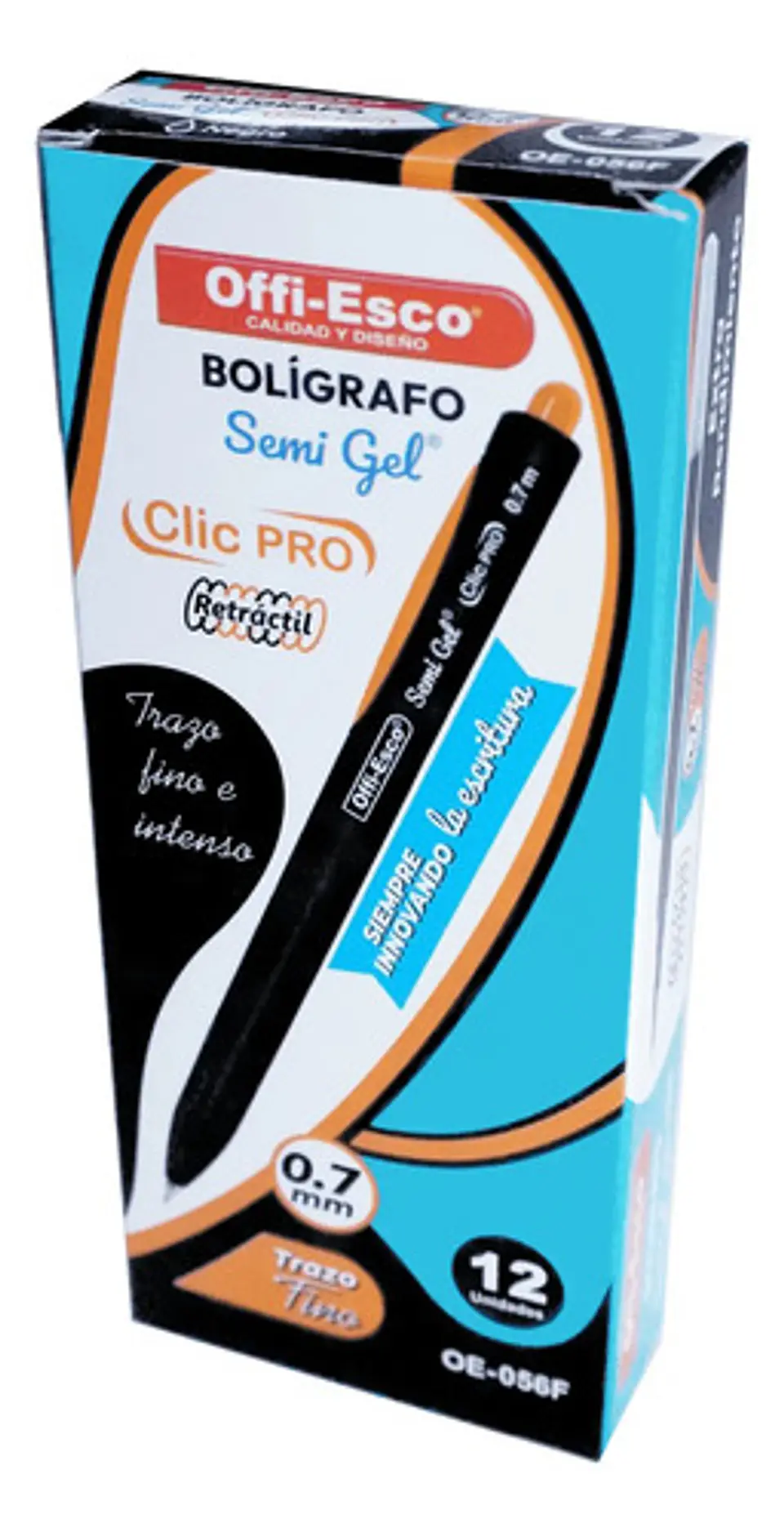 Bolígrafo Retráctil Oe-056f Semi Gel Clic Pro Turquesa Negro 3