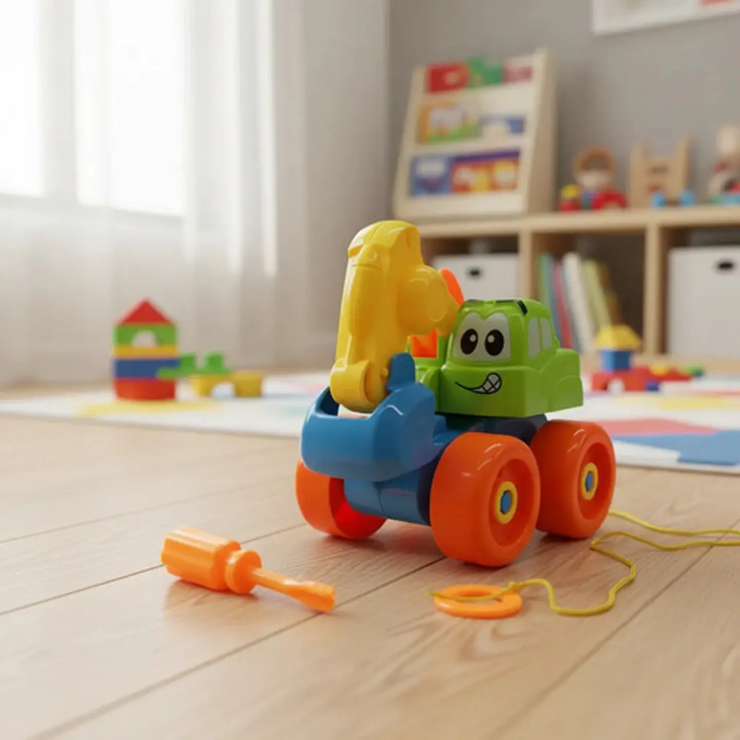 Carro Excavadora Didáctico De Arrastre Armar Niños Surtido 2