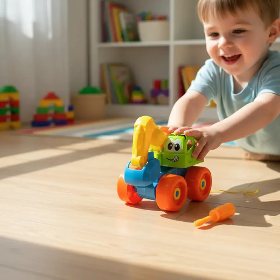 Carro Excavadora Didáctico De Arrastre Armar Niños Surtido 3