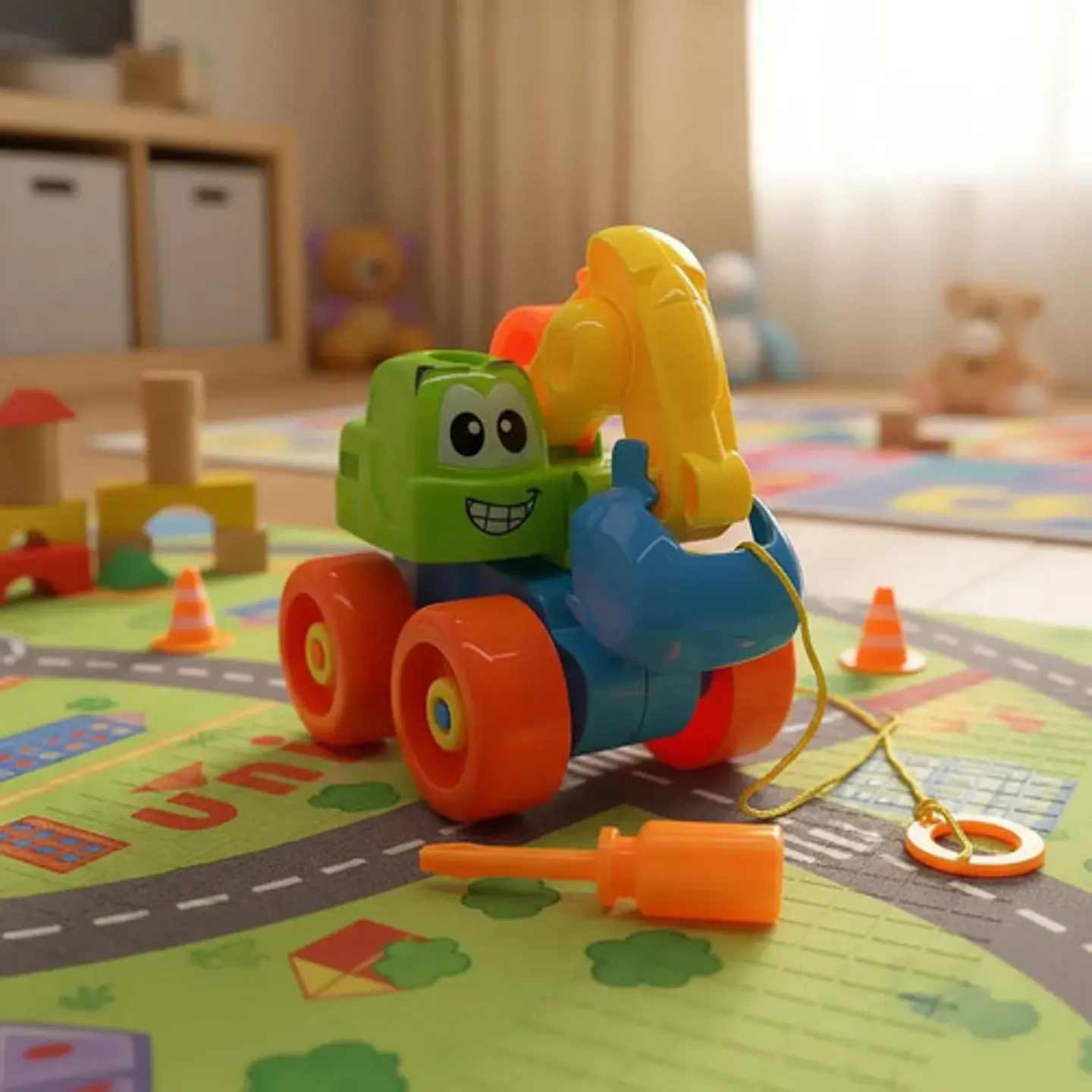 Carro Excavadora Didáctico De Arrastre Armar Niños Surtido 5