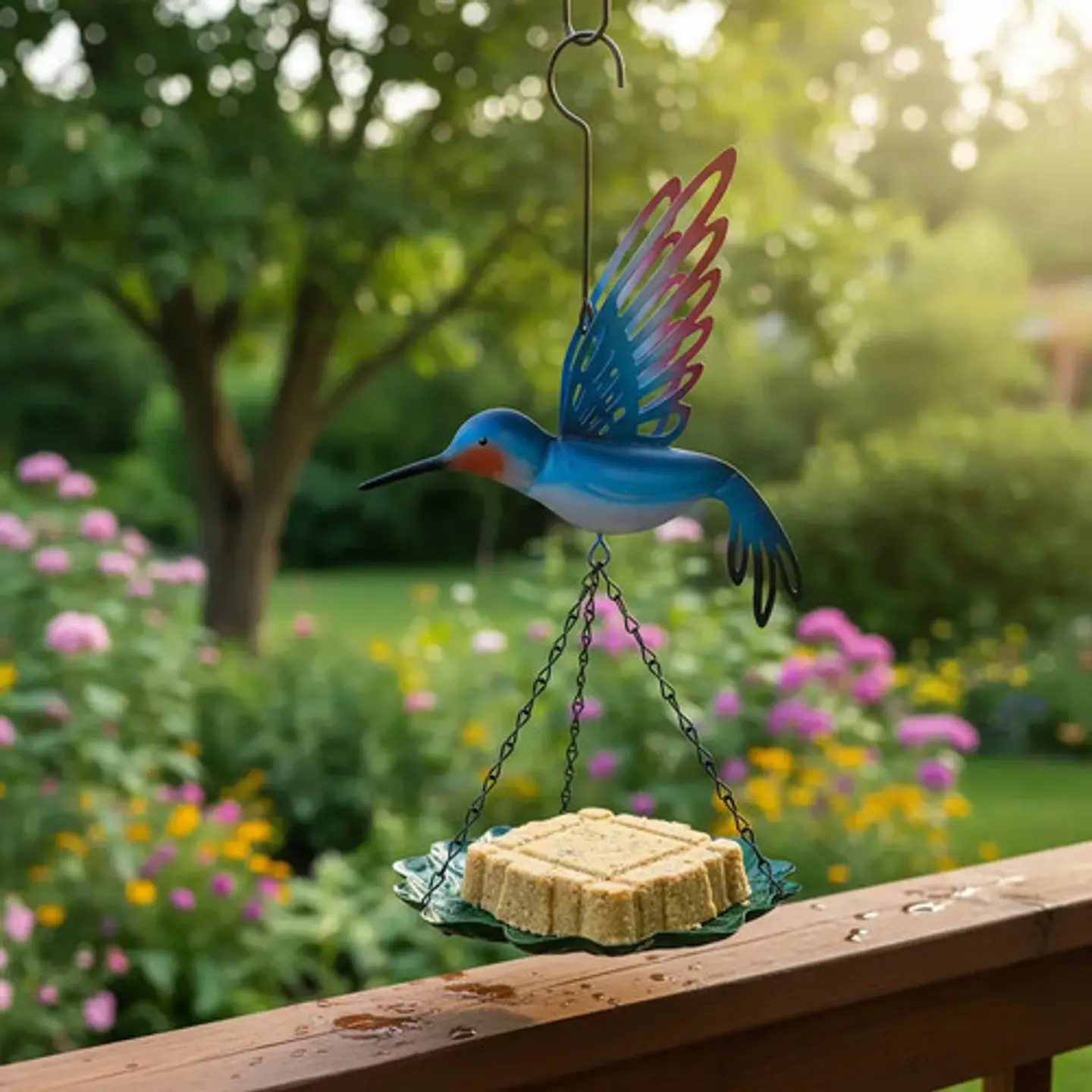 Comedero Colgante Para Pájaros De Colibrí Jardín Metal Aves 5