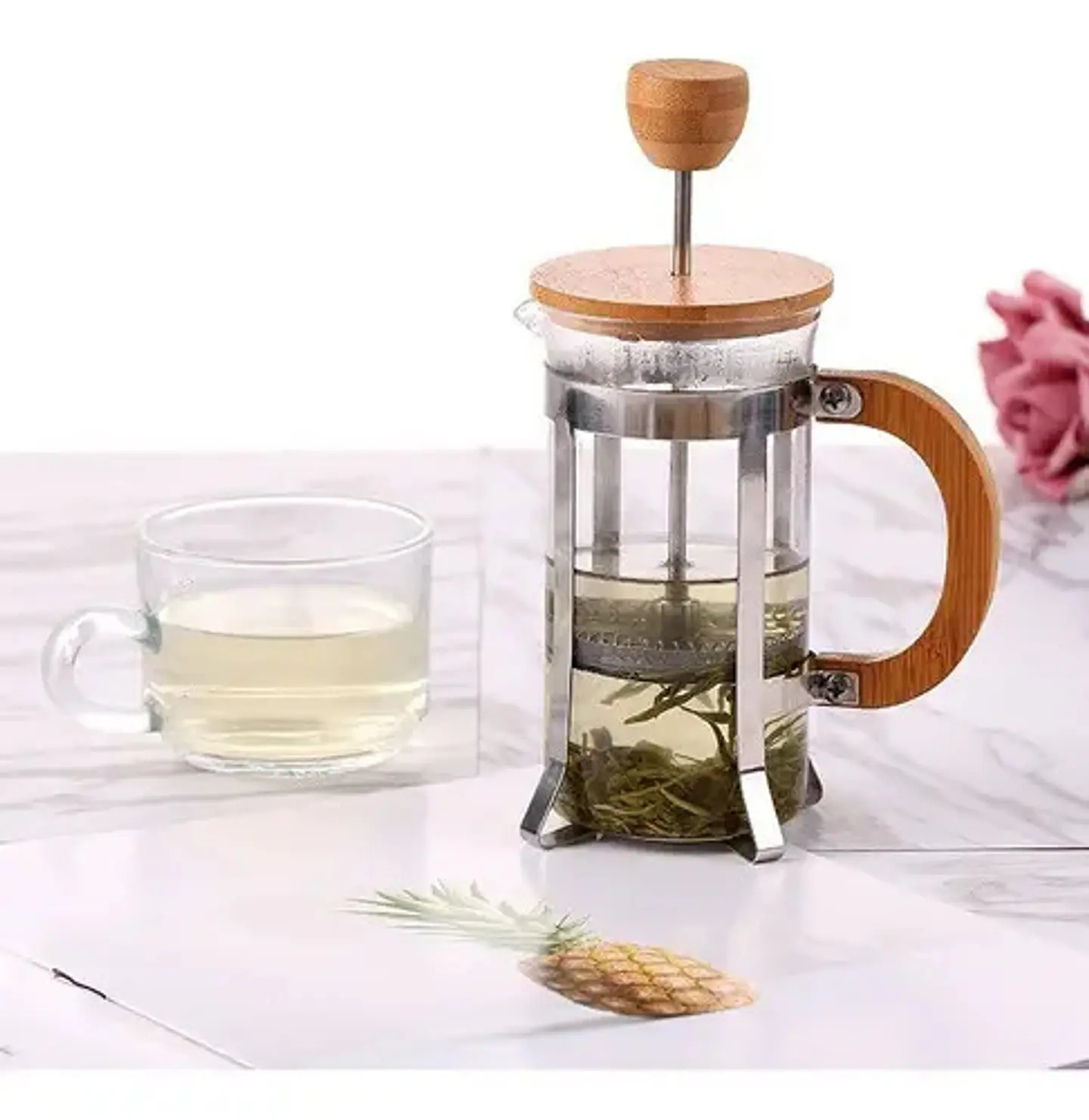 Cafetera Prensa Francesa A Embolo Vidrio Bamboo Media 600ml 3
