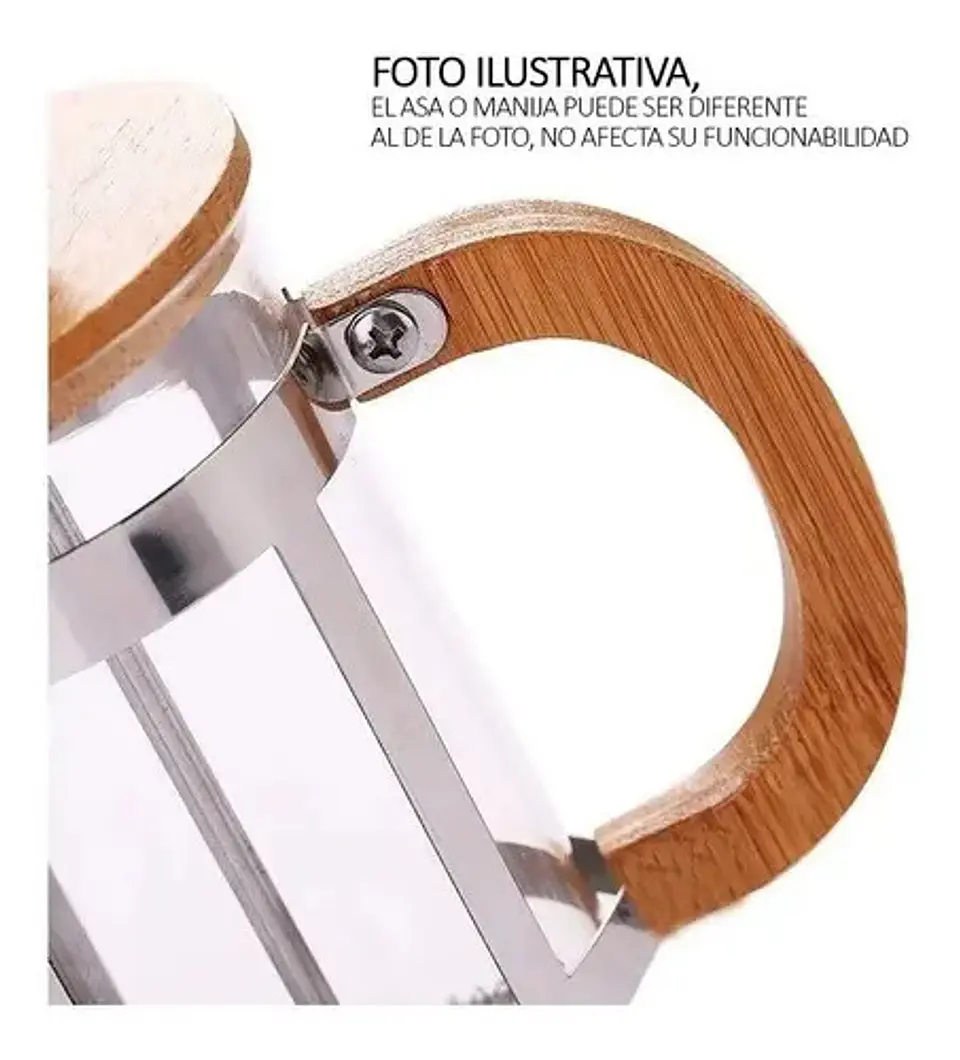 Cafetera Prensa Francesa A Embolo Vidrio Bamboo Media 600ml 8