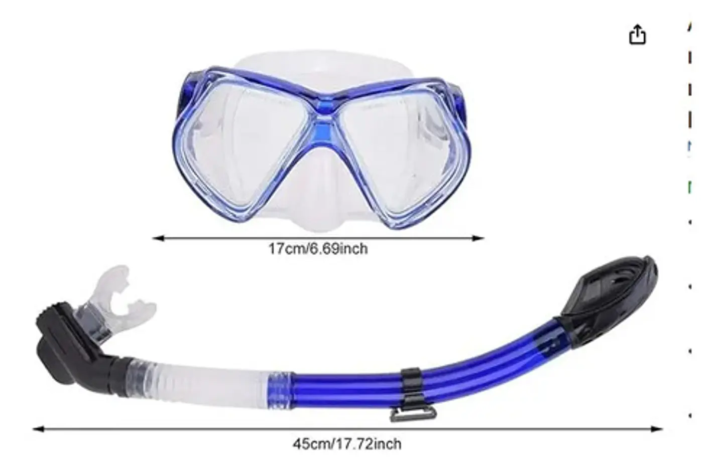 Set Careta Vidrio Templado + Snorkel Buceo Valvula 5