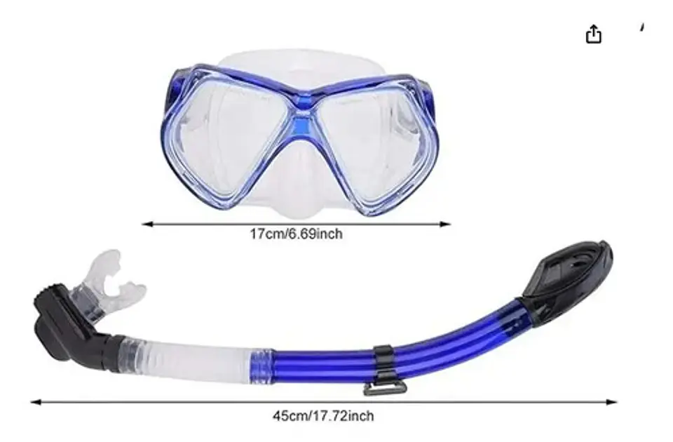 Set Careta Vidrio Templado + Snorkel Buceo Valvula 13