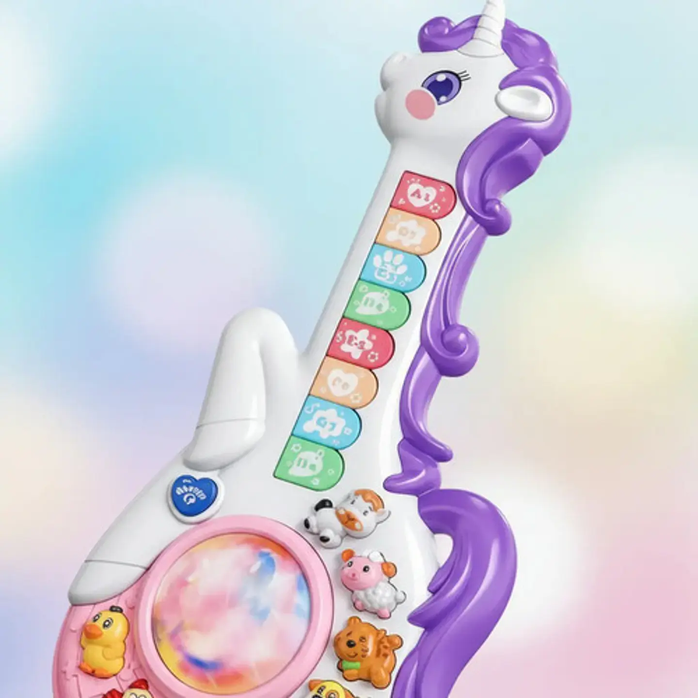 Guitarra Musical Didactica Para Bebes Unicornio Con Luces 6