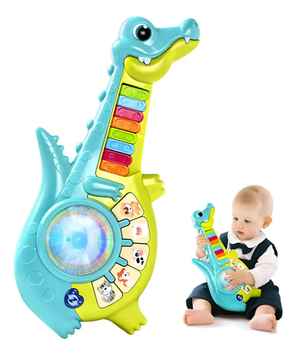 Guitarra Musical Didactica Para Bebes Cocodrilo Con Luces 1