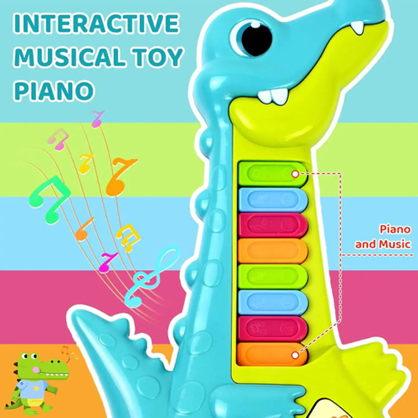 Guitarra Musical Didactica Para Bebes Cocodrilo Con Luces 2