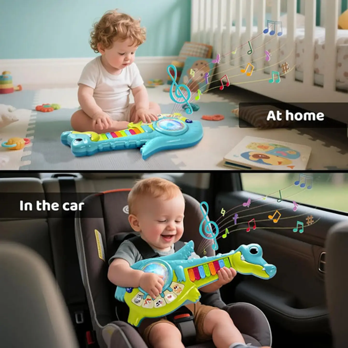 Guitarra Musical Didactica Para Bebes Cocodrilo Con Luces 3
