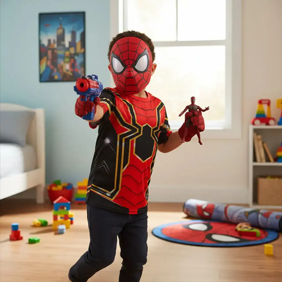 Disfraz Spiderman Con Camisa Talla S Máscara Muñeco Guante 1