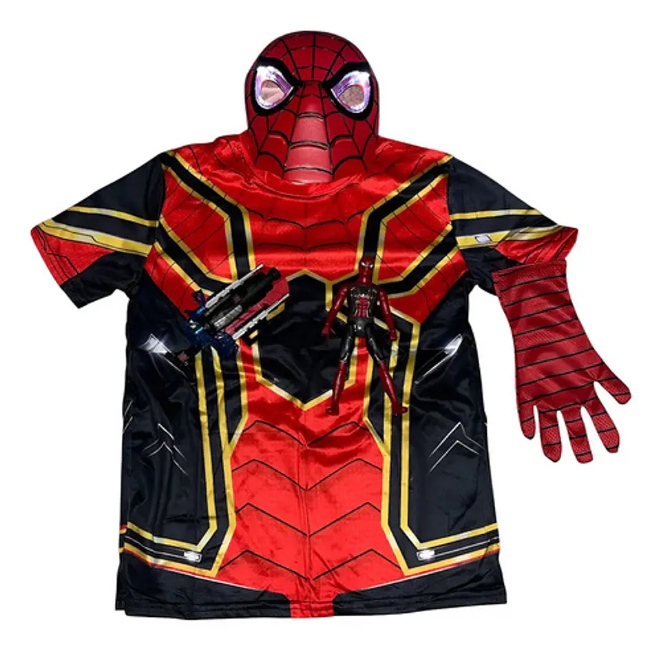 Disfraz Spiderman Con Camisa Talla S Máscara Muñeco Guante 2