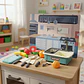Lavaplatos Juguete Con Utensilios De Cocina Alimentos Velcro Azul Oscuro - Miniatura 1