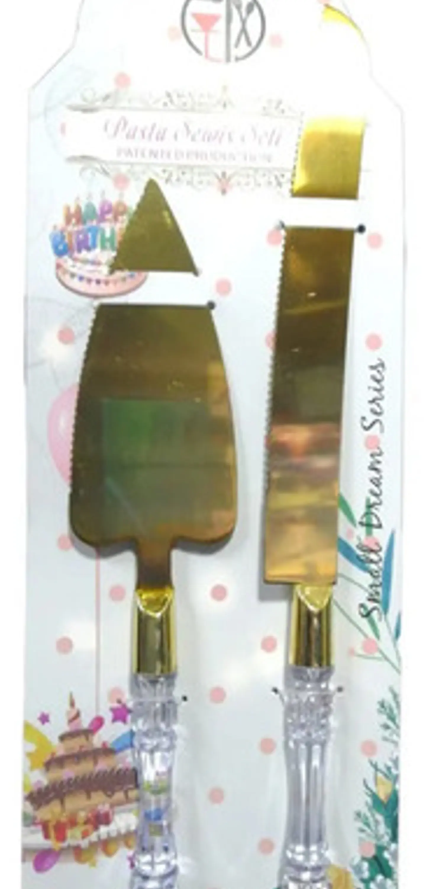 Set De Cuchillo Y Espátula Acero Inoxidable Small Dorado Para Tortas 1