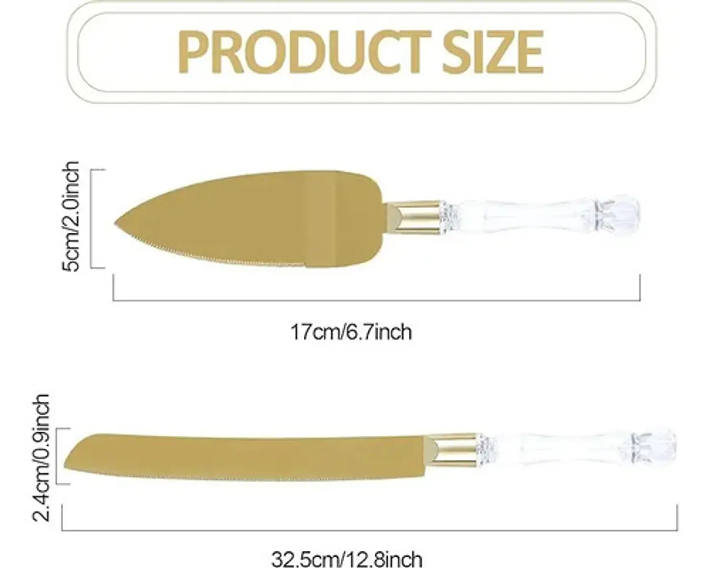 Set De Cuchillo Y Espátula Acero Inoxidable Small Dorado Para Tortas 4
