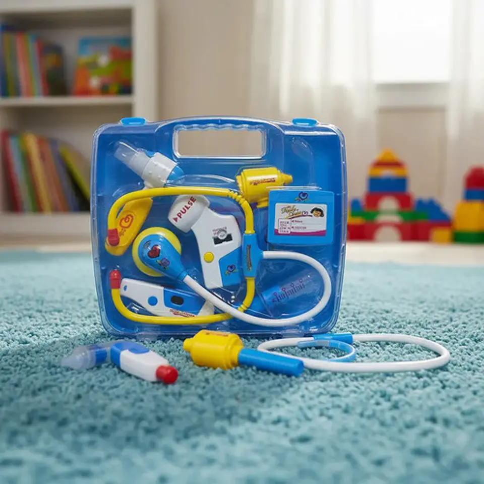 Kit Maletin De Doctor Niño Y Niña Estetoscopio 8 Pcs 9900b Azul 1