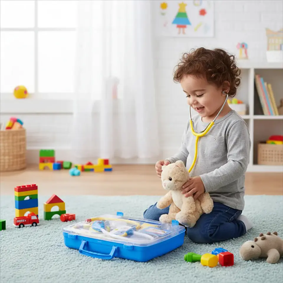 Kit Maletin De Doctor Niño Y Niña Estetoscopio 8 Pcs 9900b Azul 3