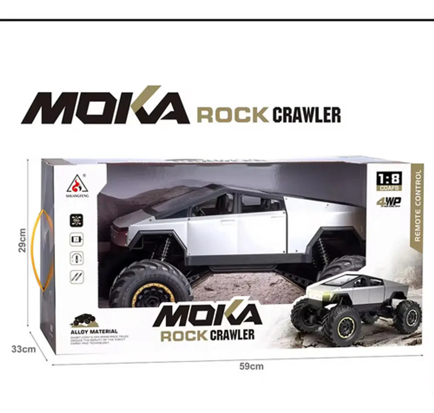 Cybertruk Control 1:8 4x4 Carroceria Metalica Grande 50cm 5