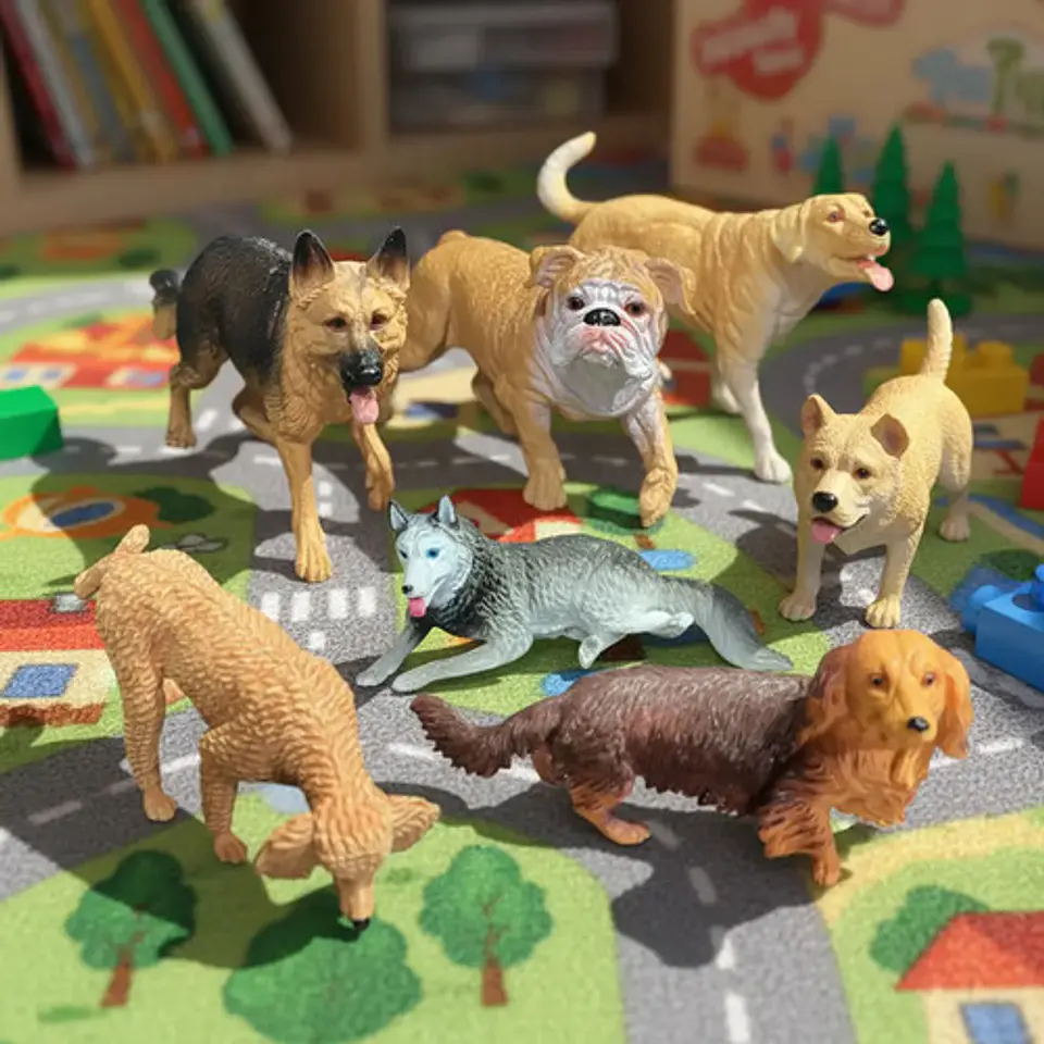 Set X6 Animales Macizos Perros Domesticos Maqueta Pequeños 2