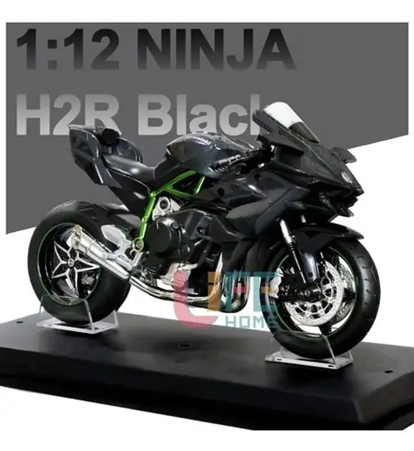 Kawasaki H2r Miniatura Moto Metal Con Luz Y Sonido 1:12 Color Negro 5