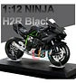Kawasaki H2r Miniatura Moto Metal Con Luz Y Sonido 1:12 Color Negro - Miniatura 5