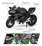 Kawasaki H2r Miniatura Moto Metal Con Luz Y Sonido 1:12 Color Negro - Miniatura 8